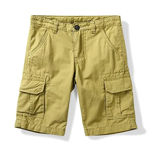 OCHENTA Little Big Boys' Lightweight Multi Pockets Casual Cargo Shorts - khaki - 12-13 years