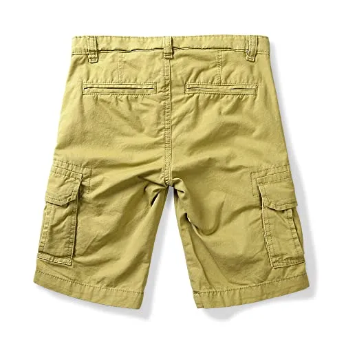 OCHENTA Little Big Boys' Lightweight Multi Pockets Casual Cargo Shorts - khaki - 12-13 years
