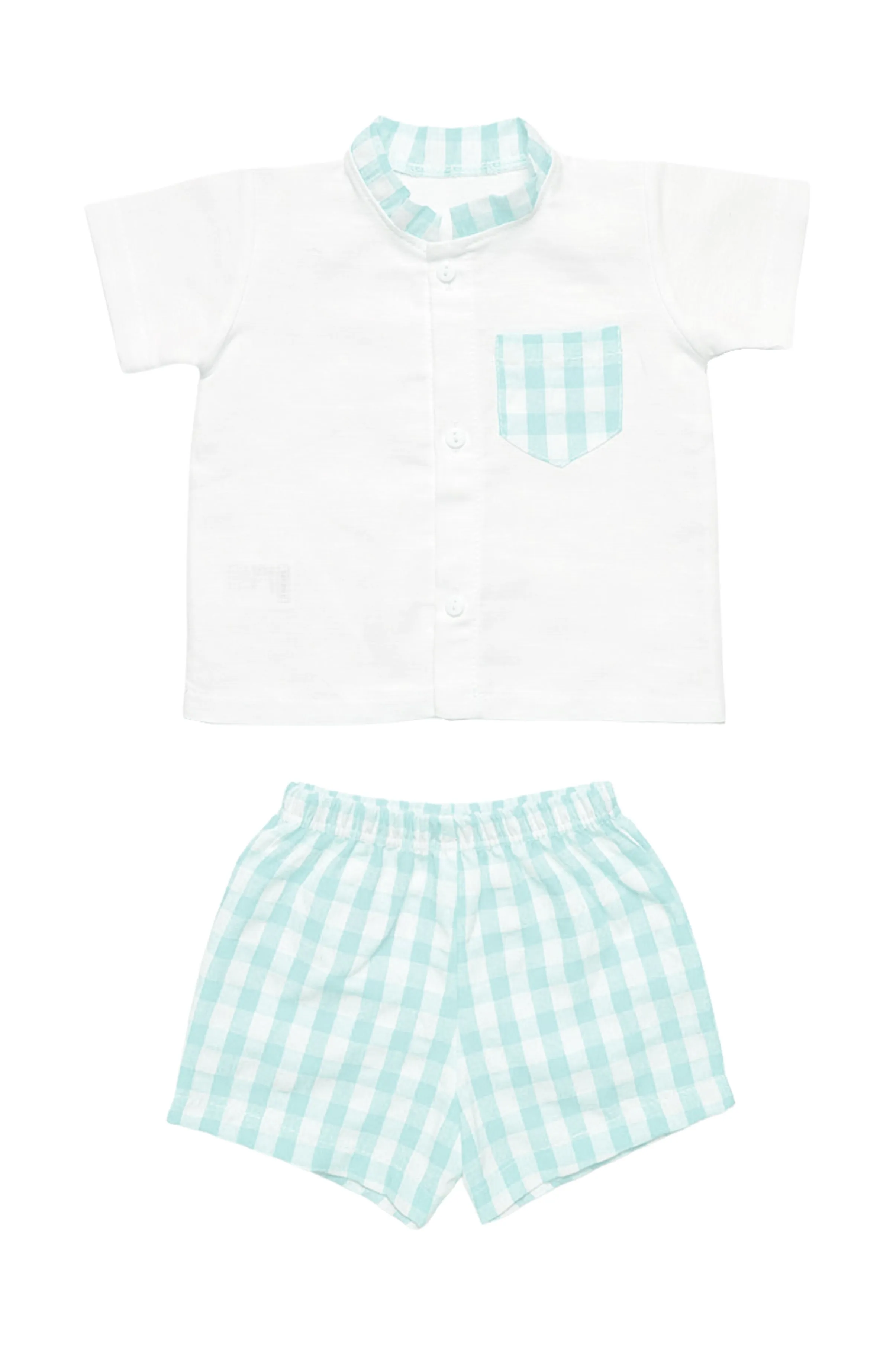 "Tate" Mint Gingham Shirt & Shorts