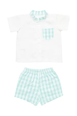 "Tate" Mint Gingham Shirt & Shorts