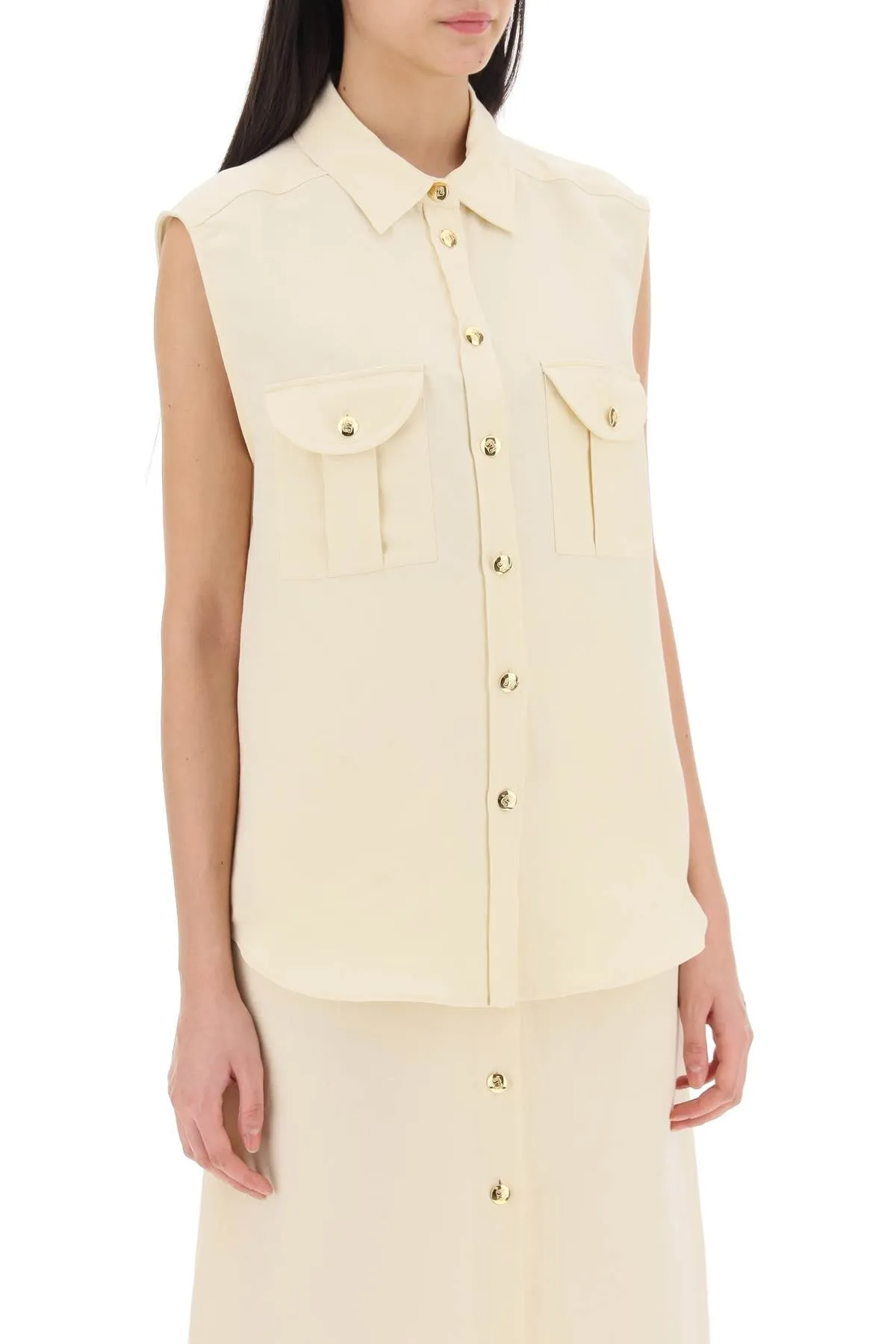 savannah pek‚àö‚â†n sleeveless shirt ESH01 SVB BUTTER