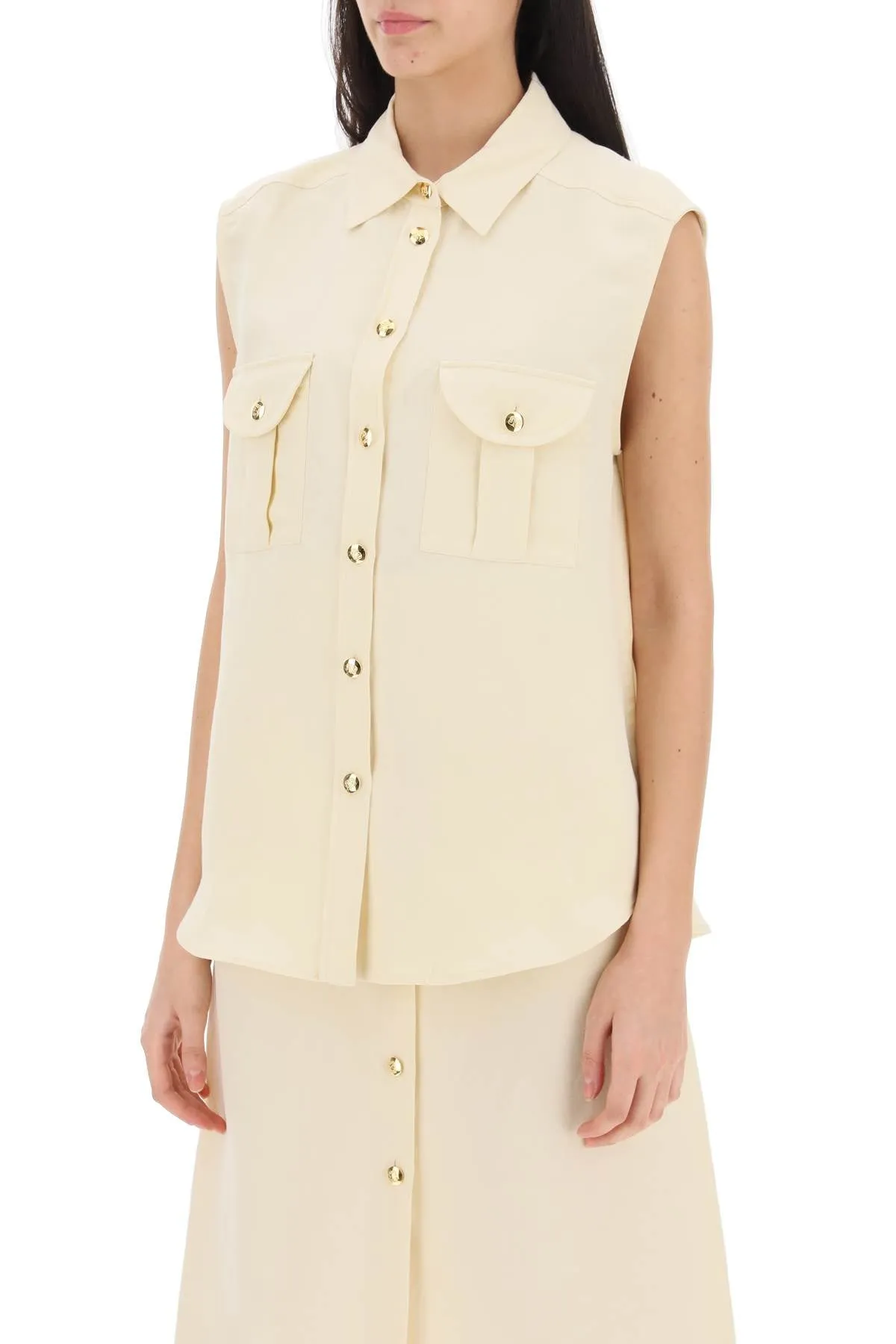 savannah pek‚àö‚â†n sleeveless shirt ESH01 SVB BUTTER
