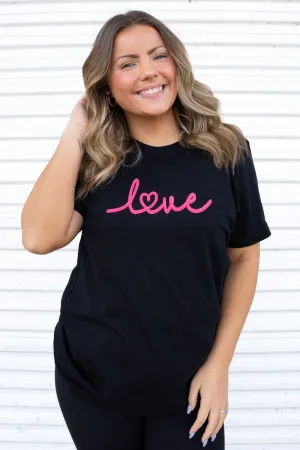 Script Love Puff Vinyl Unisex Short Sleeve T-Shirt