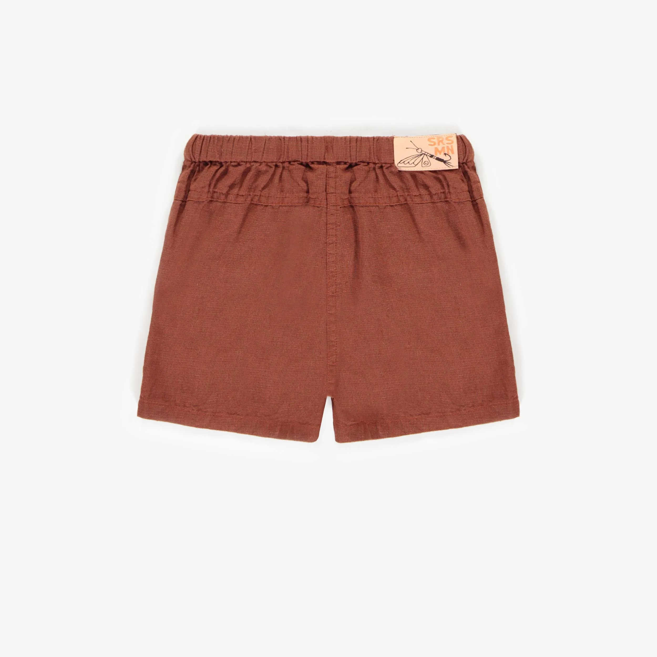 Short brun de coupe décontracté en lin, enfant || Brown short relaxed fit in linen, child