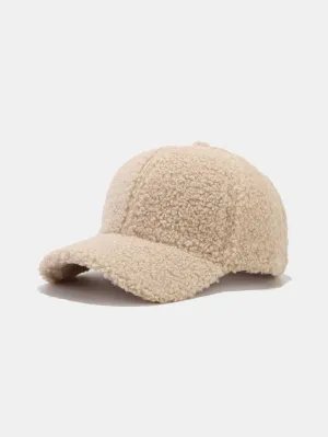 Solid Color Plush Warm Baseball Cap