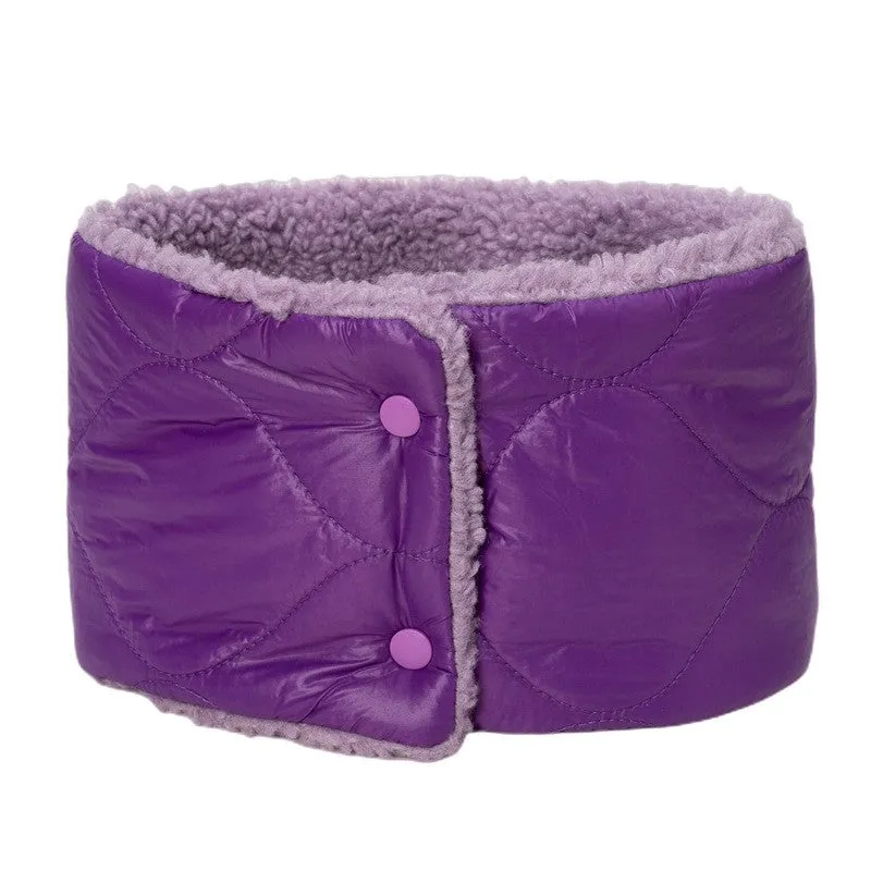 Solid Color Snap Button Warm Fleece-Lining Scarf
