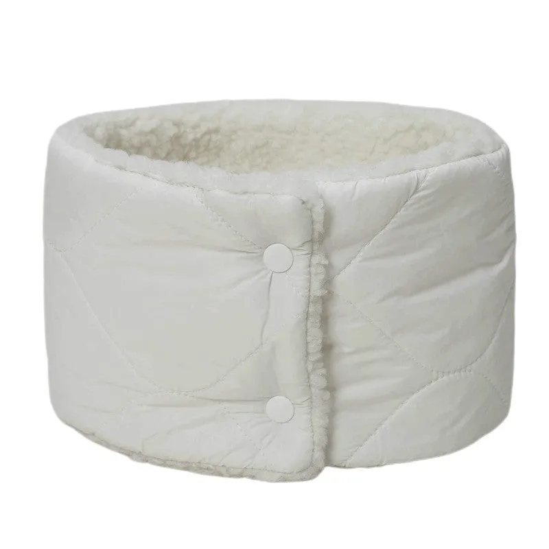 Solid Color Snap Button Warm Fleece-Lining Scarf