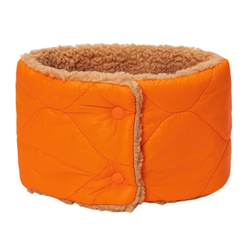 Solid Color Snap Button Warm Fleece-Lining Scarf
