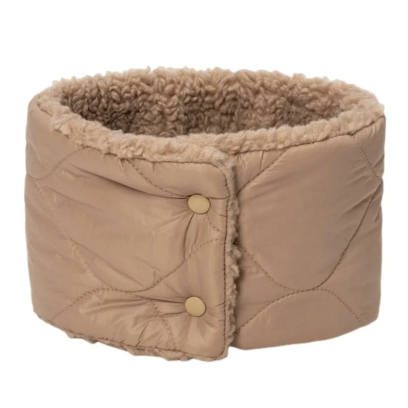 Solid Color Snap Button Warm Fleece-Lining Scarf