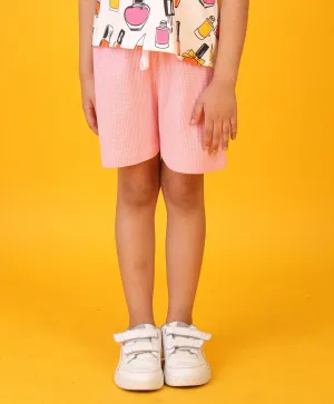 SUMMER PRETTY PINK TEXTURE GIRLS SHORTS - PINK