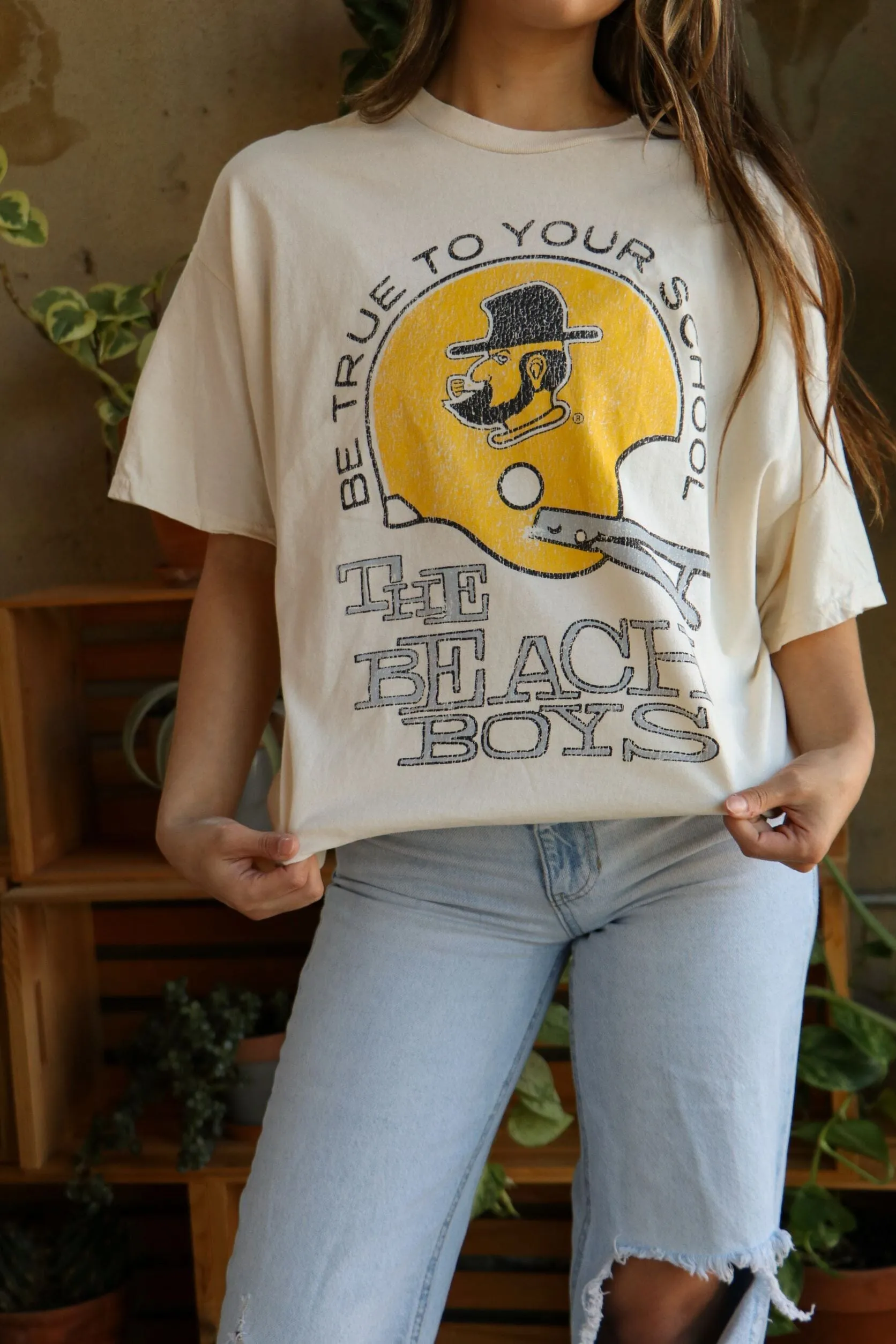 The Beach Boys App State True To Your School Off White Thrifted Tee