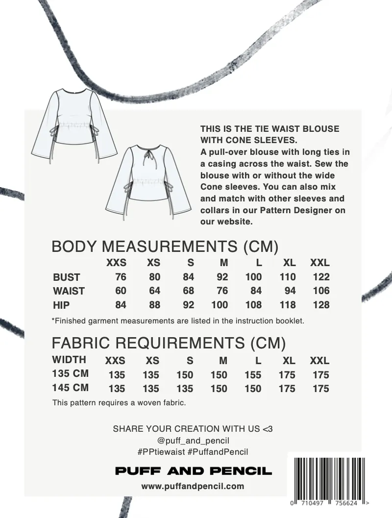 Tie Waist Blouse with Cone Sleeve