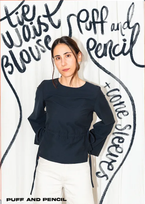 Tie Waist Blouse with Cone Sleeve