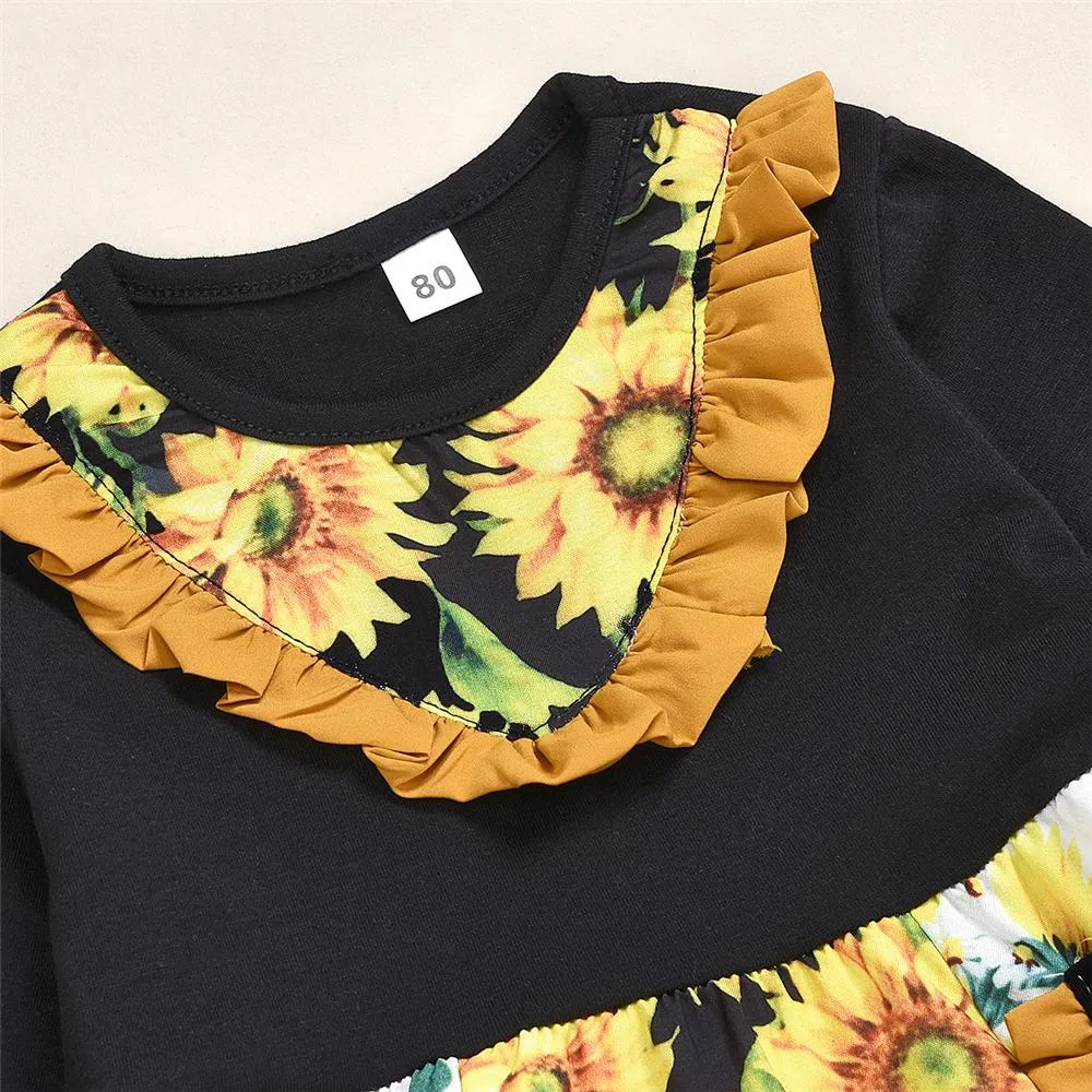 Toddler Girls Stripe Floral Print Long Sleeve Top & Bell Pants Girl Wholesale