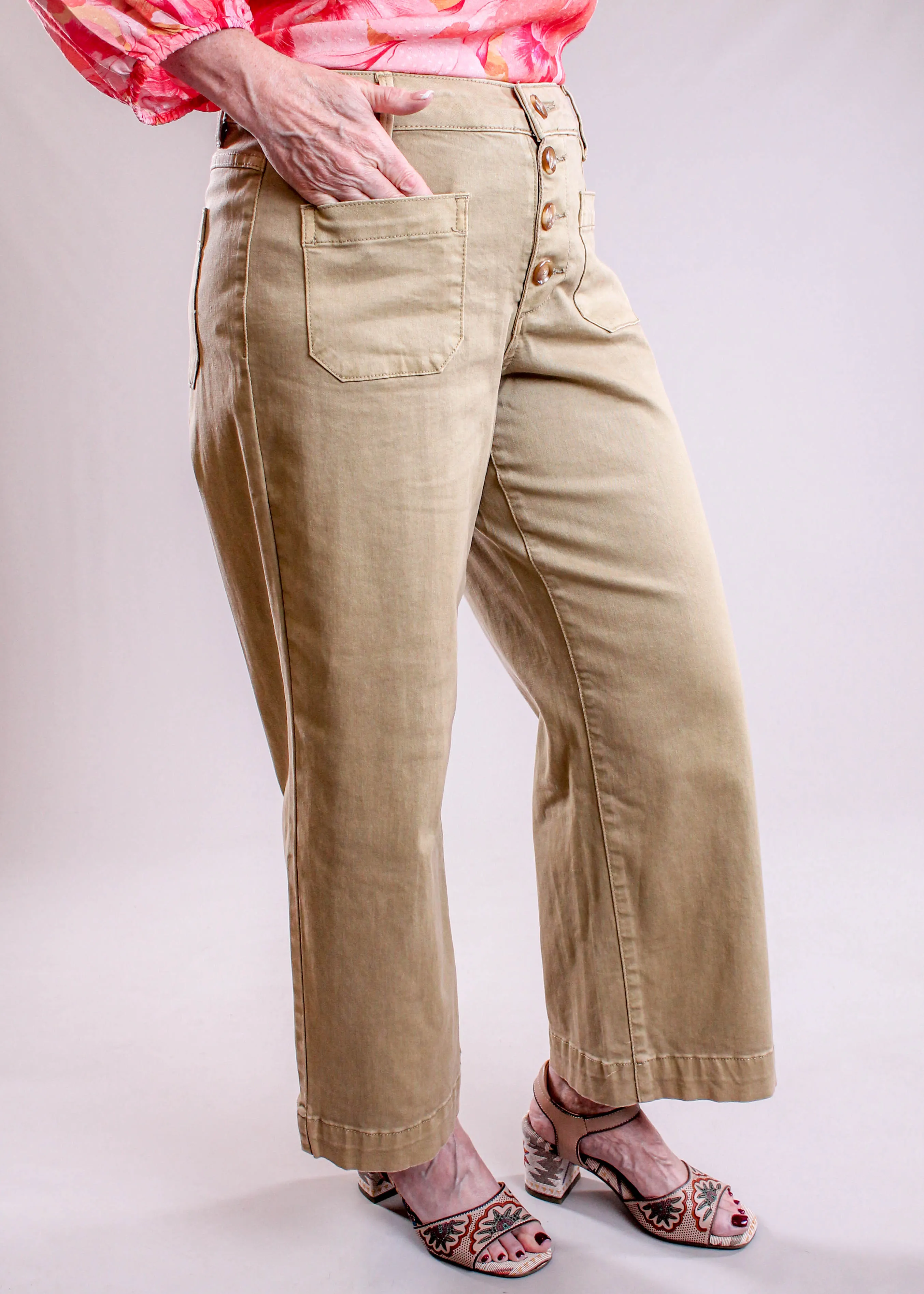 Tribal Sportswear Audrey Wide Crop Button Fly Jeans