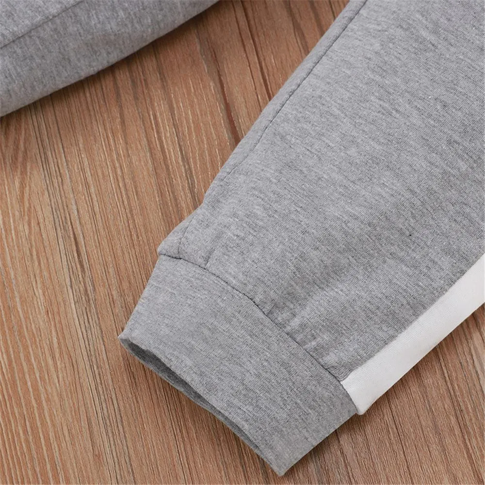 Unisex Cotton Letter Printed Long Sleeve Hooded Top & Pants Toddler Wholesale