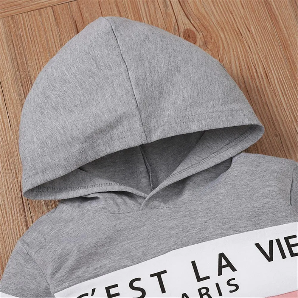 Unisex Cotton Letter Printed Long Sleeve Hooded Top & Pants Toddler Wholesale