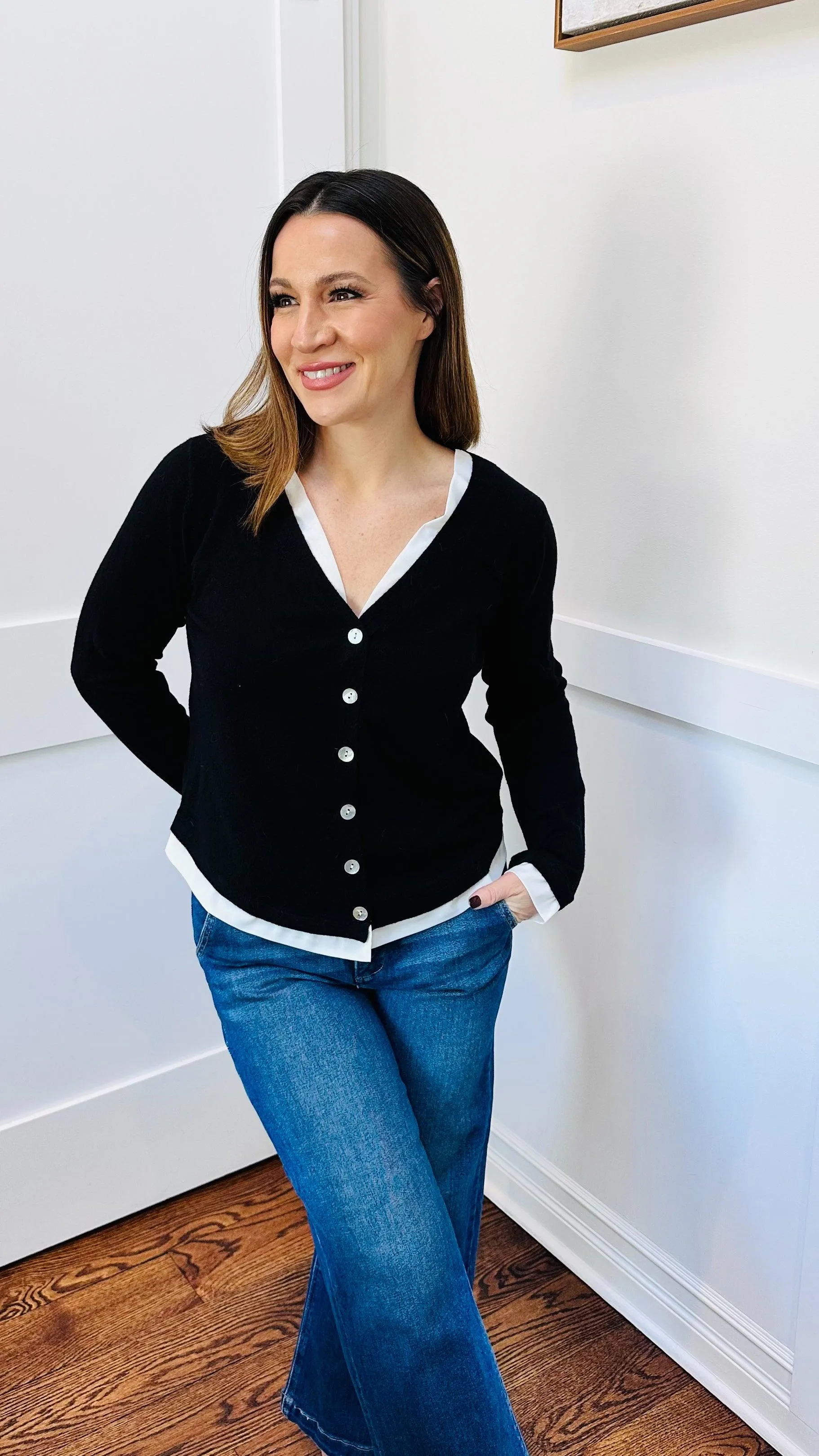 V Neck Button Down Combo