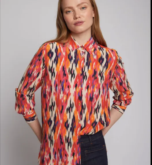 Vilagallo Shirt Irina Orange Pink Ikat