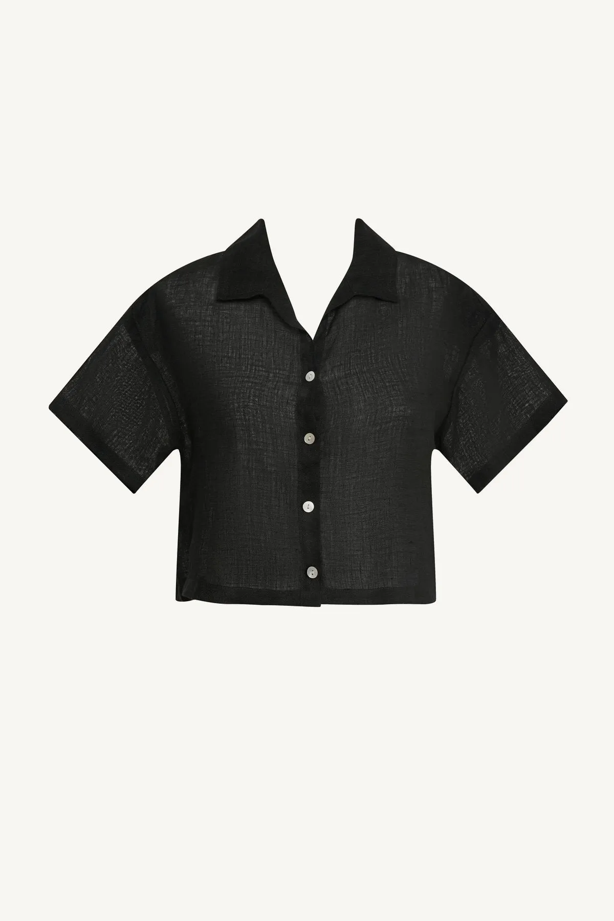 VITAMIN A Hana Cropped Linen Shirt