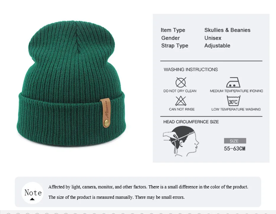 Warm hats, Men's and Women's Autumn and Winter Knitted hats, Beanies, Fashionable caps, Warm Adult Hats, Melon Leather Hats