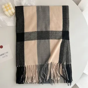 Warm Tassled Plattice Tassled Imitated Cashmere Shawl Scarf