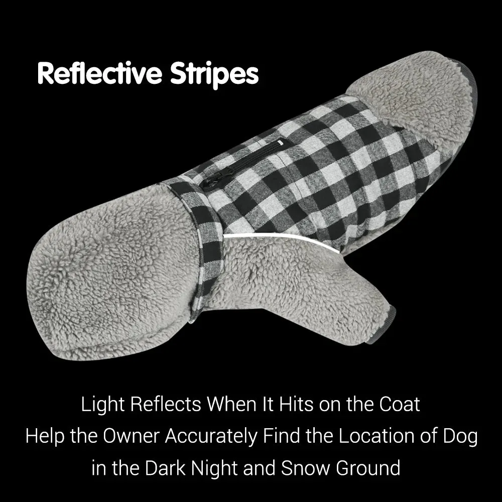 WarmPlaid™ Reversible Dog Coat - Super Soft, Thick Jacket with Removable Hood