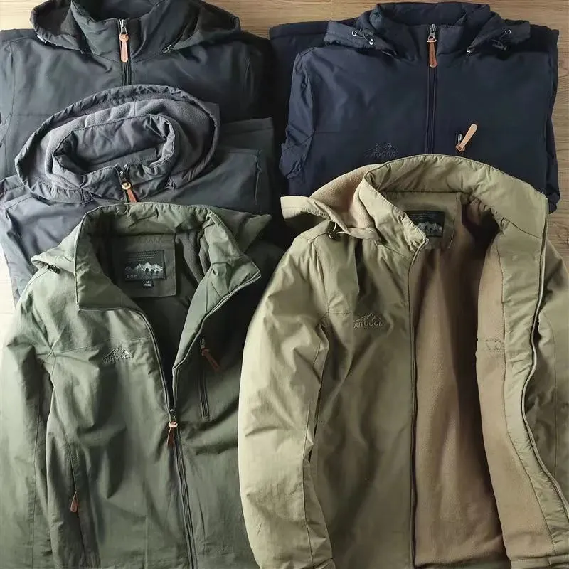 Waterproof Fleece Lined Warm Jacket Outdoor Hiking Trekking Jacket With Hood