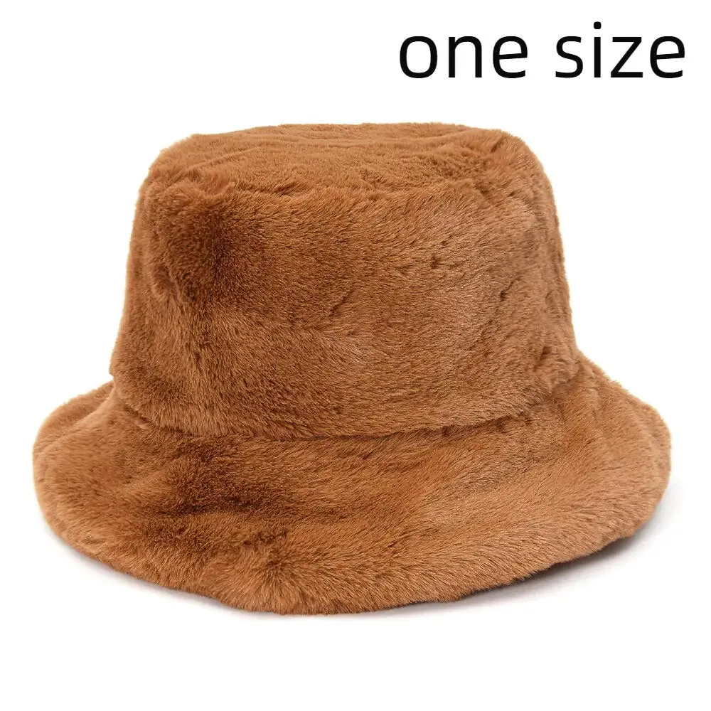 Winter Cow Leopard Faux Fur Bucket Hats