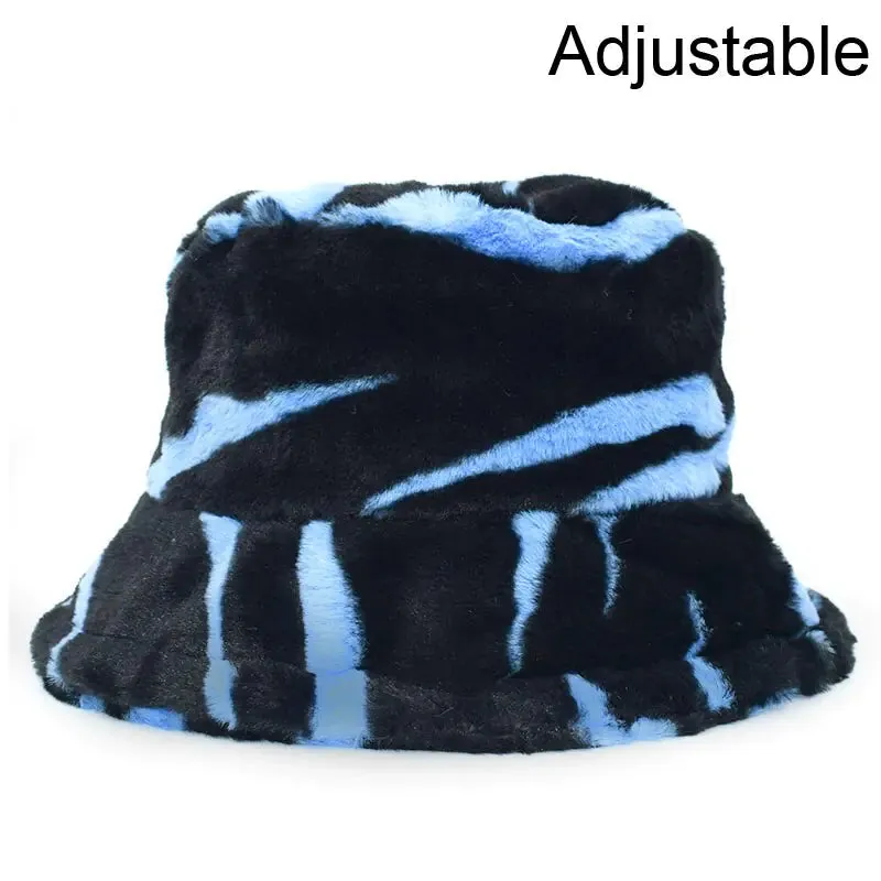 Winter Cow Leopard Faux Fur Bucket Hats