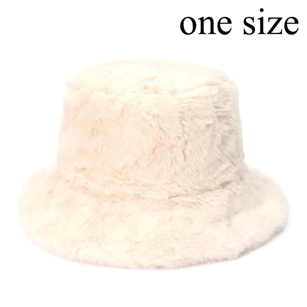 Winter Cow Leopard Faux Fur Bucket Hats