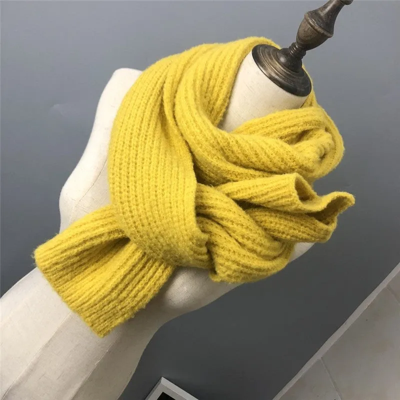 Winter Solid Color Wool Thickened Warm  Scarf