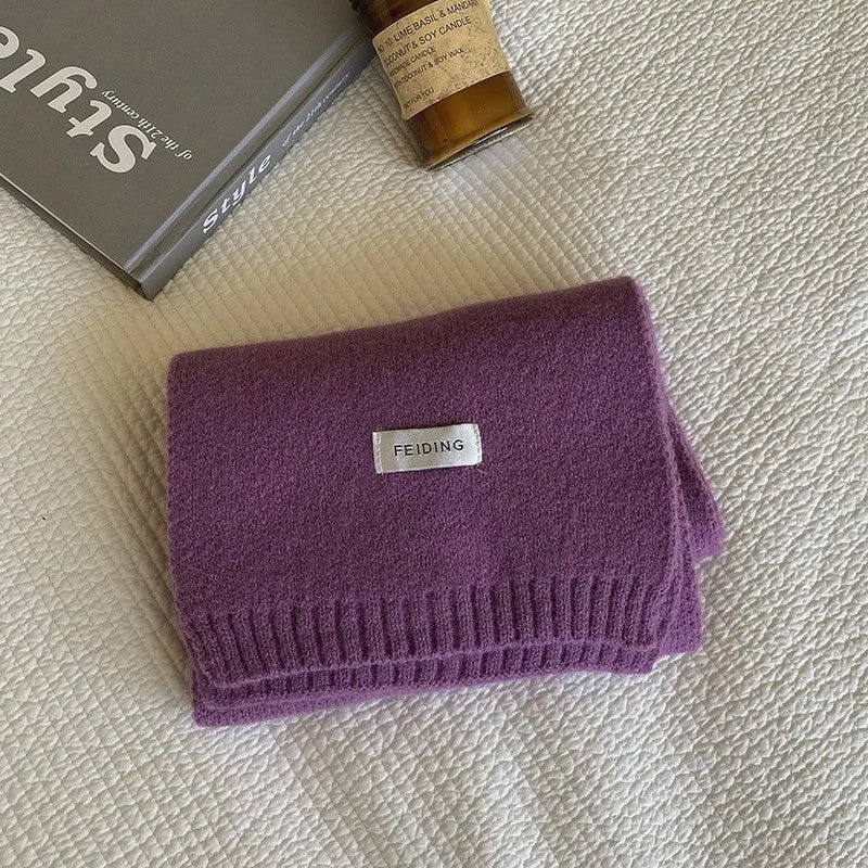 Winter Solid Color Wool Thickened Warm  Scarf