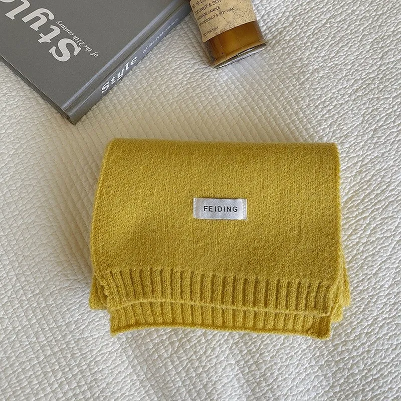 Winter Solid Color Wool Thickened Warm  Scarf