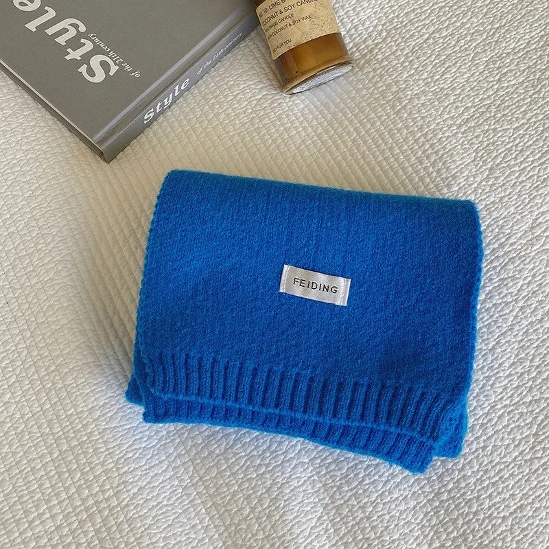 Winter Solid Color Wool Thickened Warm  Scarf
