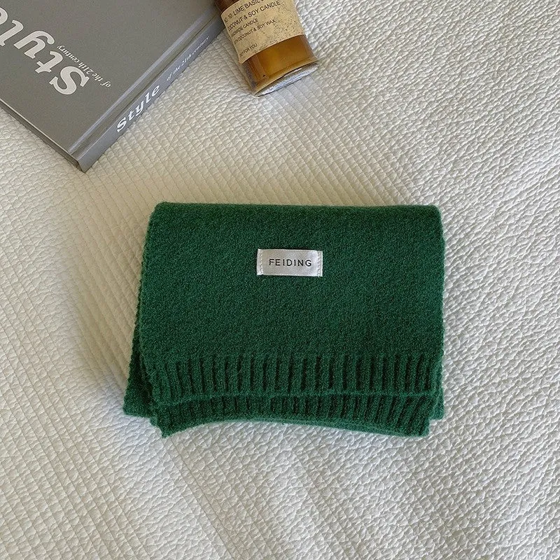 Winter Solid Color Wool Thickened Warm  Scarf