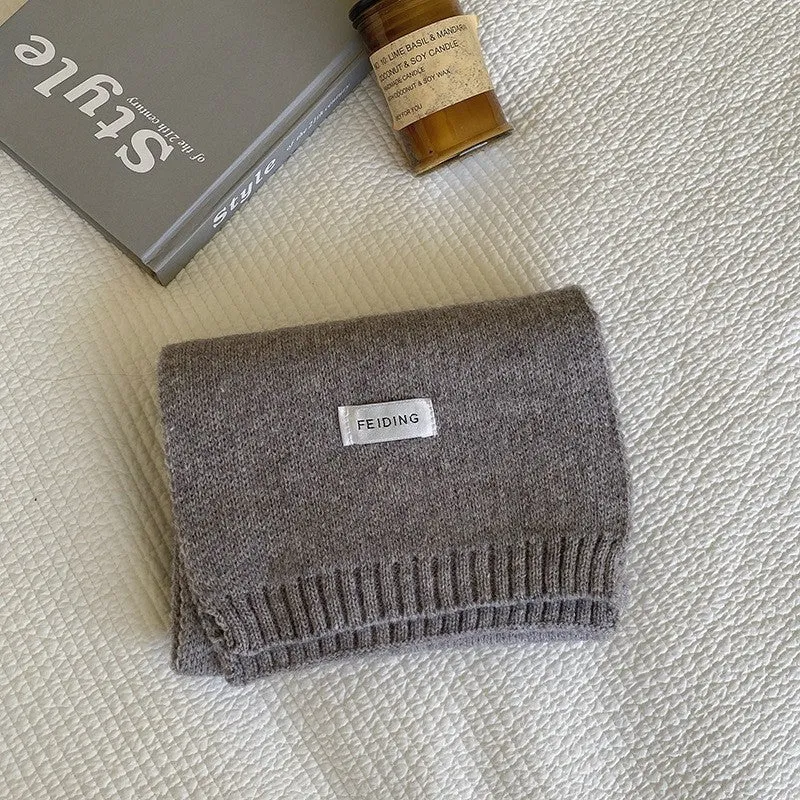 Winter Solid Color Wool Thickened Warm  Scarf