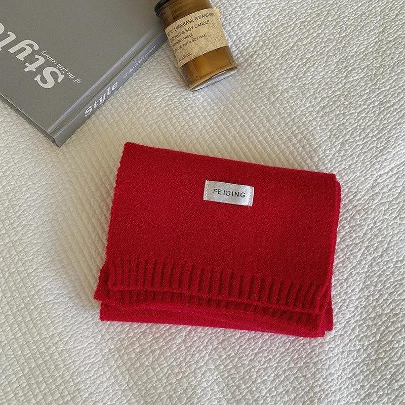 Winter Solid Color Wool Thickened Warm  Scarf