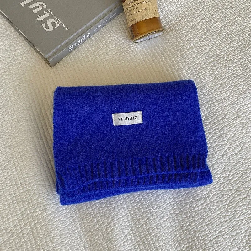 Winter Solid Color Wool Thickened Warm  Scarf