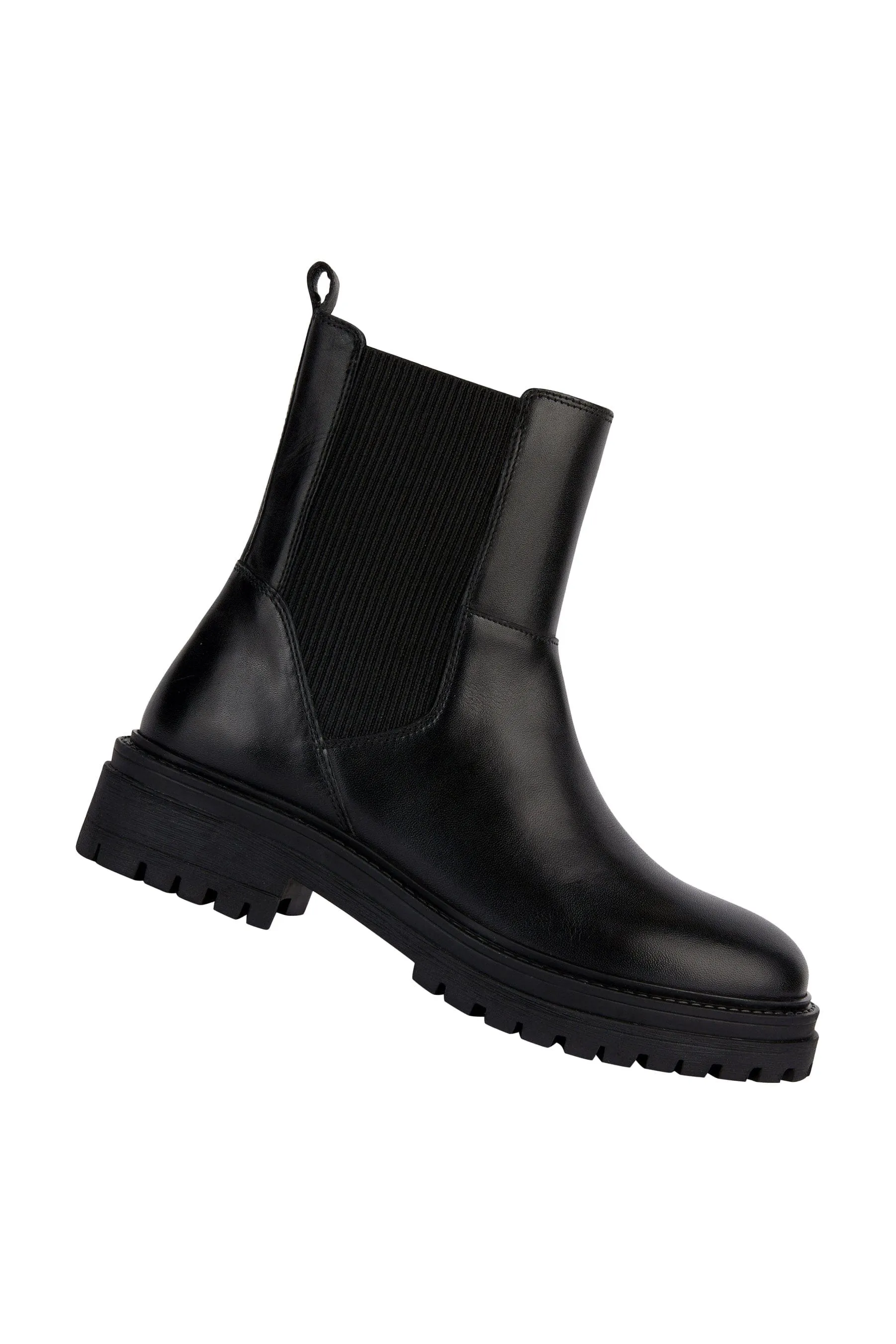 Womens Iridea Leather & Elastic Ankle Boots - Black