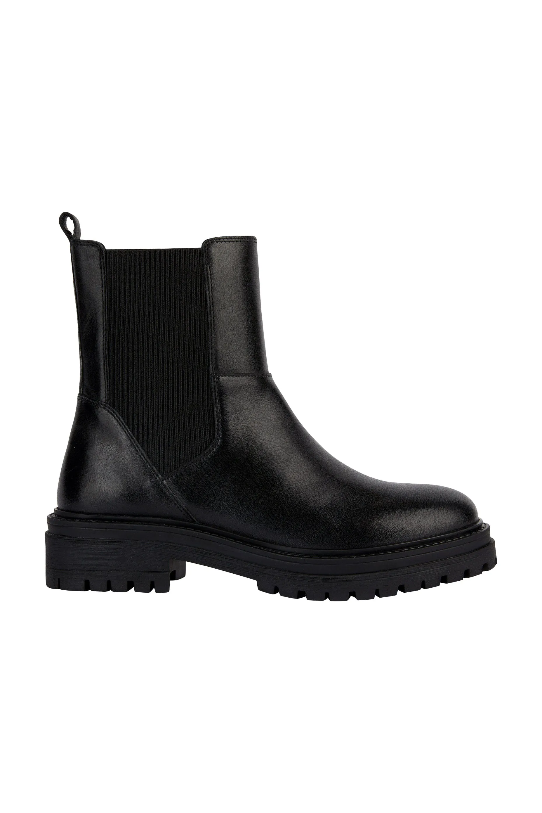 Womens Iridea Leather & Elastic Ankle Boots - Black