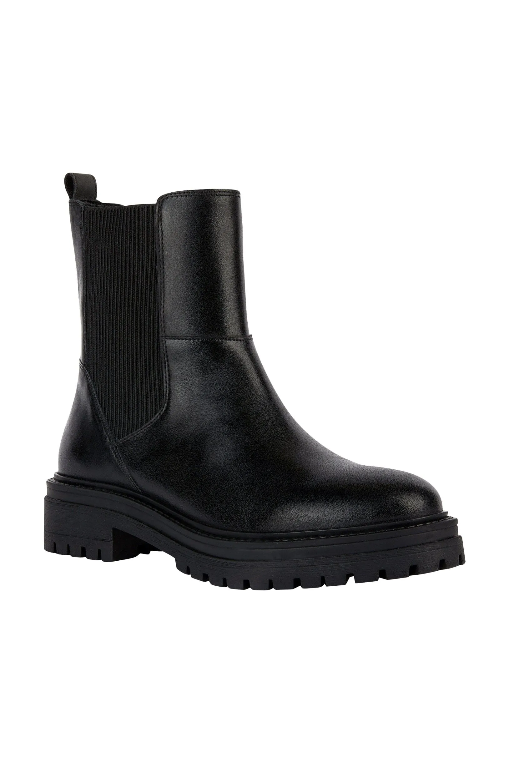 Womens Iridea Leather & Elastic Ankle Boots - Black