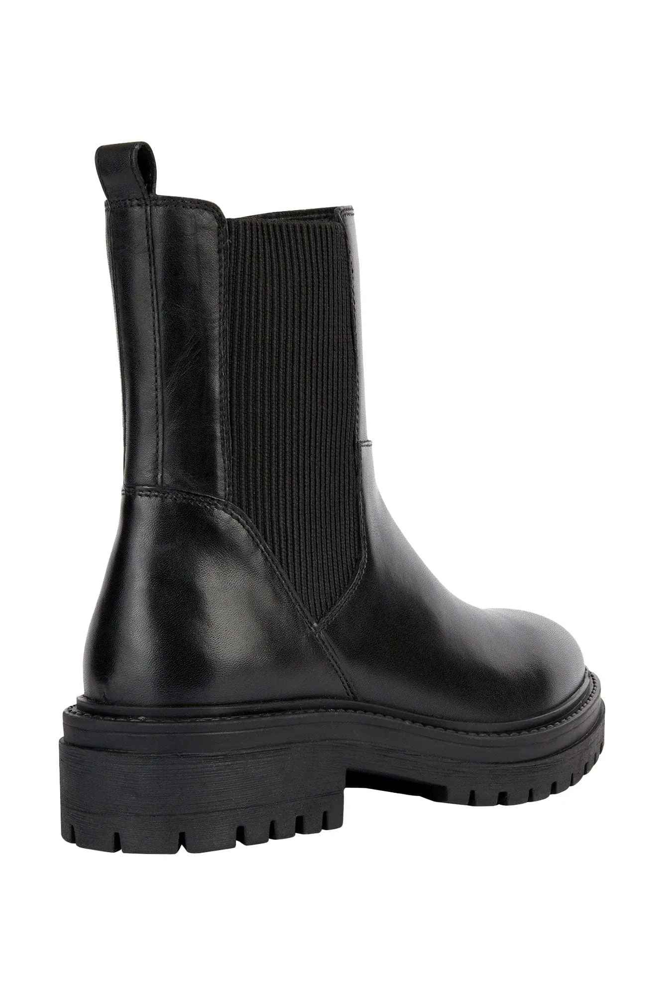 Womens Iridea Leather & Elastic Ankle Boots - Black