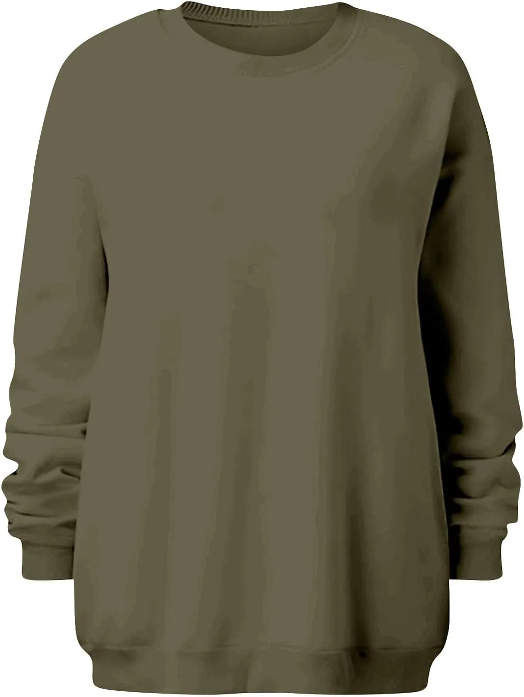 Womens Loose Fashion Blouse Long Sleeves Round Neck Solid Color Sweatshirt Fitted Tops Pullover Casual Hoodies