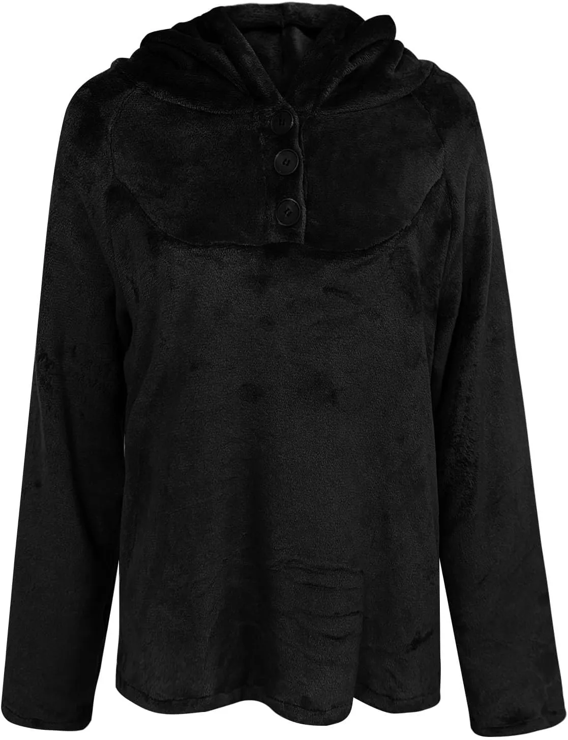 Womens Sherpa Fuzzy Pullover Hoodies Comfy Oversized Sweatshirts With Pockets Button Down Fuzzy Warm Sweaters Tops